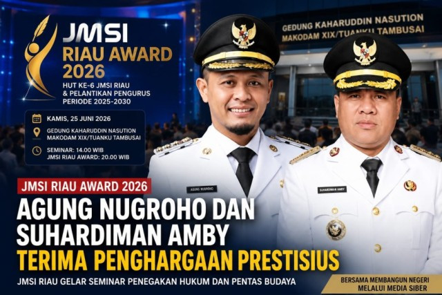 Agung Nugroho dan Suhardiman Amby Dipastikan Terima JMSI Riau Award 2026