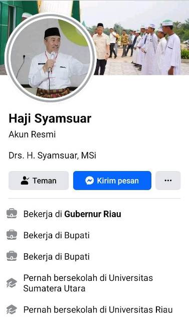 Hati-hati, Ada Akun FB Palsu Atas Nama Gubri Syamsuar