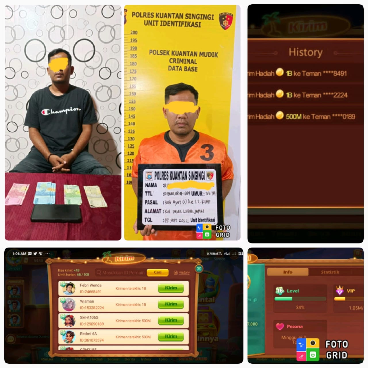 Polsek Kuantan Mudik Tangkap Pelaku Perjudian Online Jenis Higgs Domino Island 