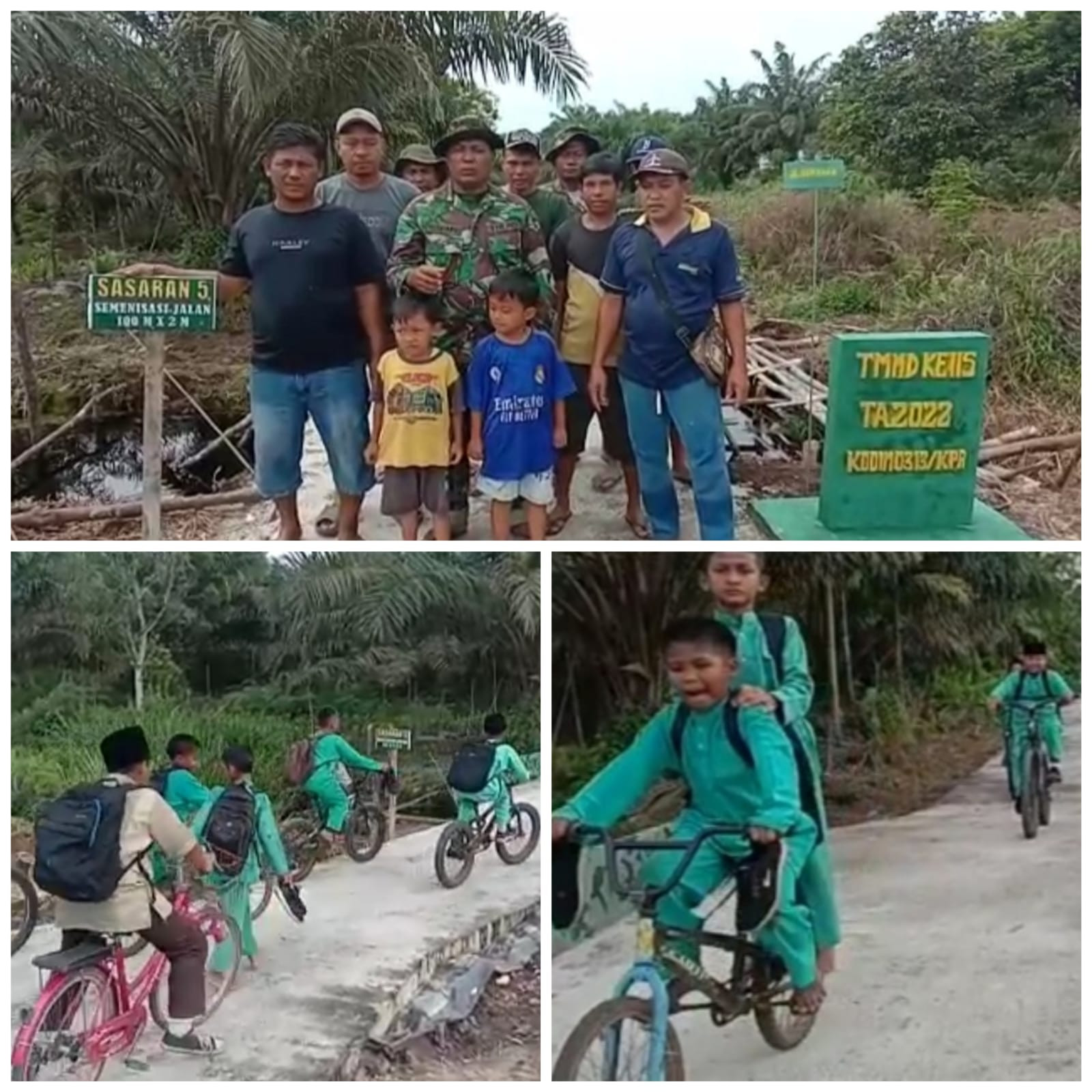 Kecariaan Murid SDN 015 Nikmati Hasil TMMD Ke 115, Terimakasih TNI Sudah Bangun Jalan Kami