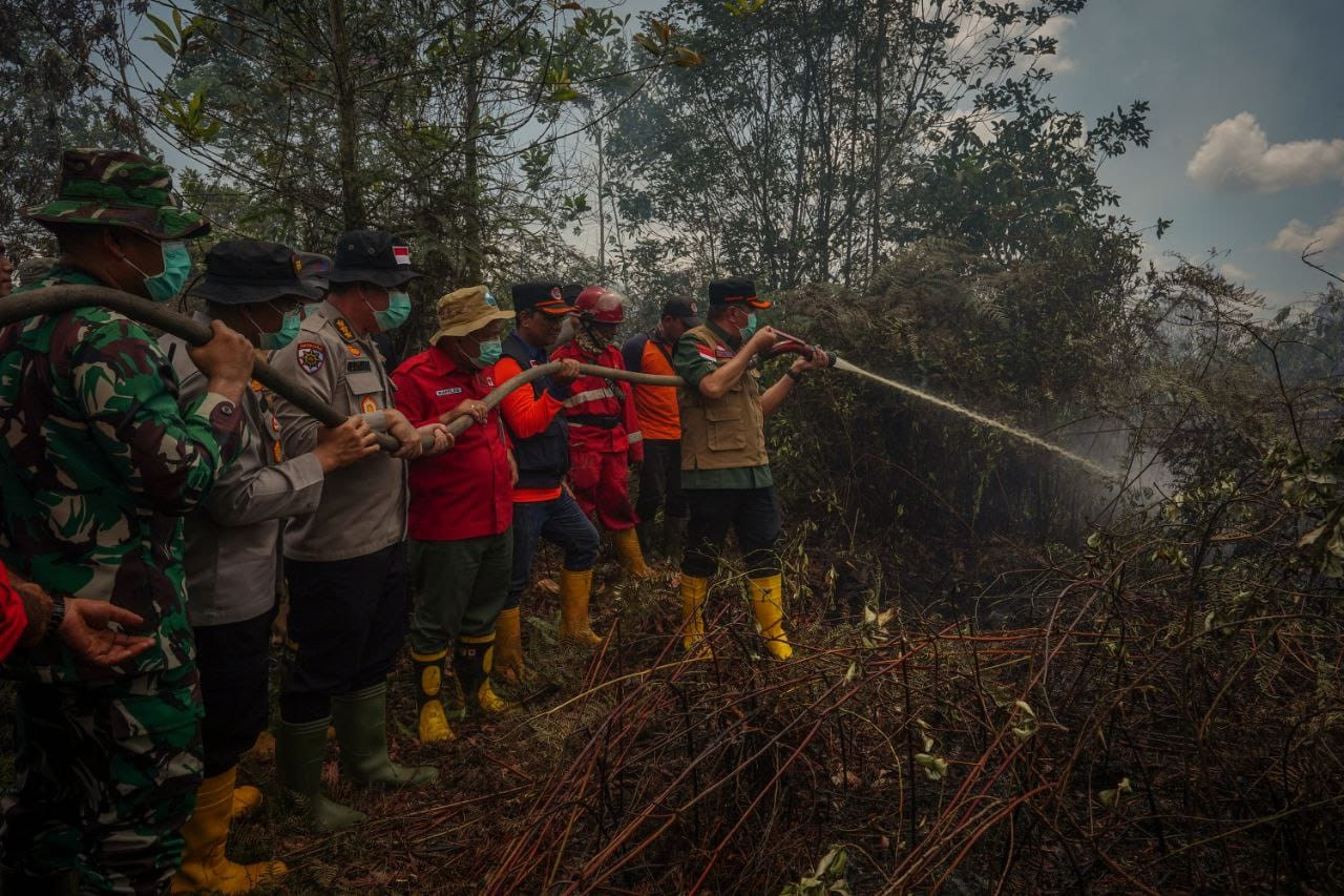 Gubernur Syamsuar Berjibaku Padamkan Karhutla di Dumai