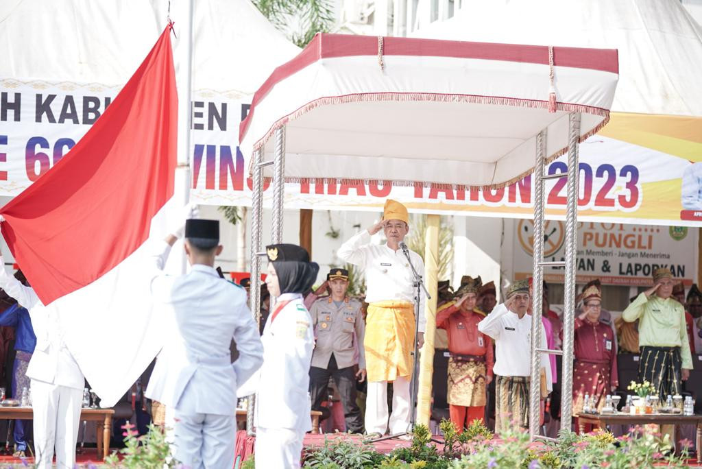 HUT Provinsi Riau ke-66, Bupati Rohil Bacakan Teks Pidato Gubri