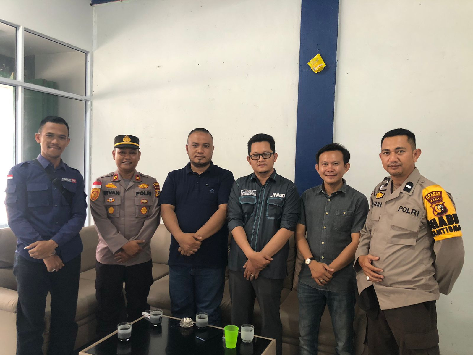 Jaringan Media Siber Indonesia (JMSI) menerima kunjungan kerja Polsek Rangsang Barat IPTU Roly Irvan