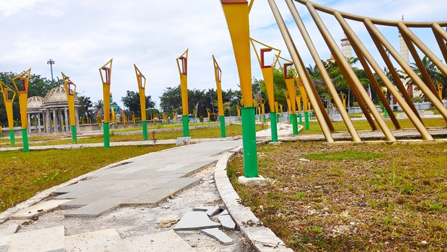 Polisi Usut Mangkraknya Proyek  Renovasi Taman Kota Bangkinang