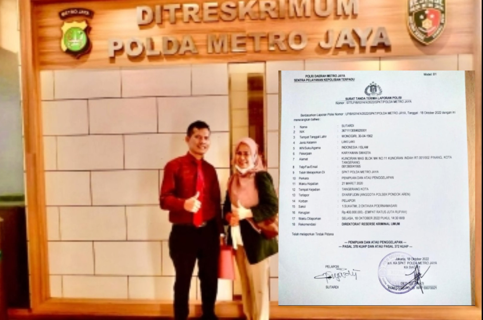 Oknum Polisi Polsek Pondok Aren Jadi Calo, Korban Ditipu Rp400 juta