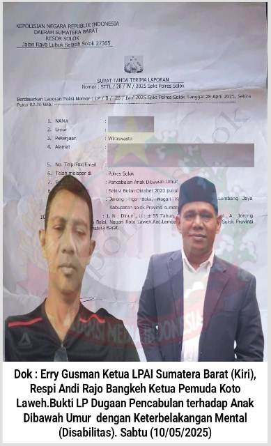 Kasus Dugaan Pencabulan Anak Disabilitas di Solok, LPA Sumbar dan Tokoh Pemuda Desak Polisi