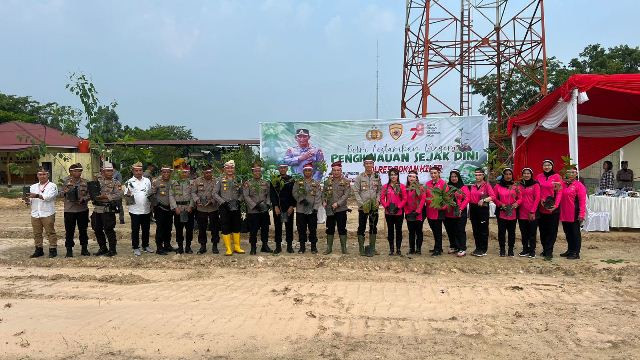 Polres Rohil Dan Jajaranya Gelar Polri Lestarikan Negeri Penghijauan Sejak Dini Secara Serentak